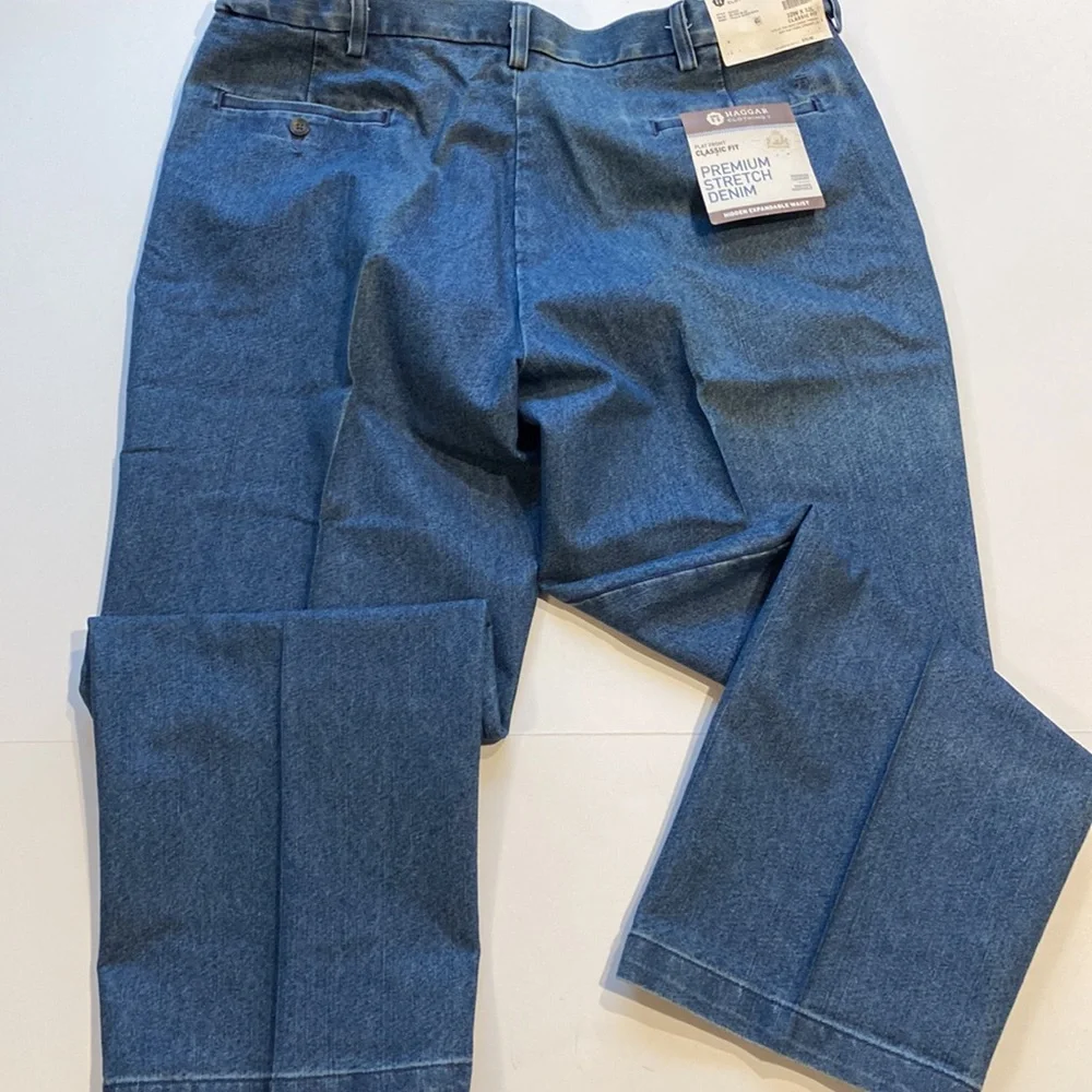 Haggar SZ 44 x 32 Denim Blue Jeans Classic Fit  Stretch Denim New D15 - Picture 12 of 13